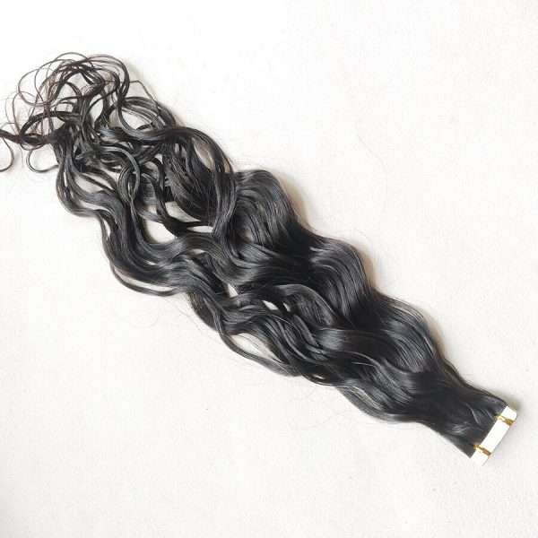 Alternative view of Tape Ins Hair Extensions Loose Water Wave Natural Color Virgin Hair 3 Packs 150 Grams
